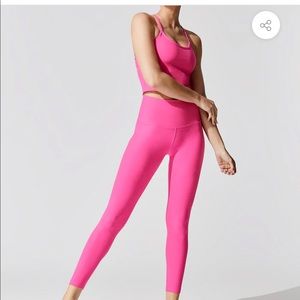 Beyond Yoga SMALL high waist leggings & racerback cropped tank spacedye pink SET